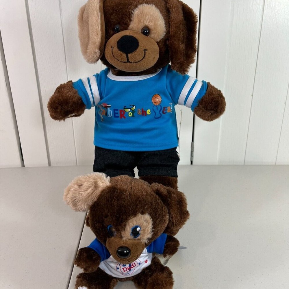 Build A Bear Brown Puppy Dog w/ matching smallfry Father of the Year #1 Dad